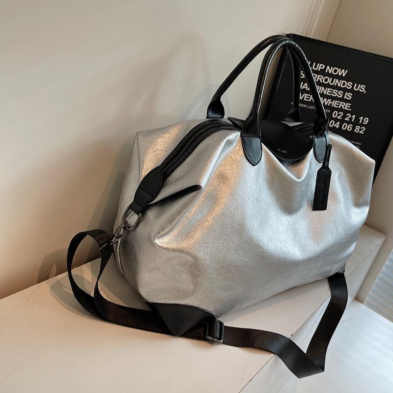 Women's Large Capacity PU Travel Bag Sports Fitness Storage Bag Tote Bag