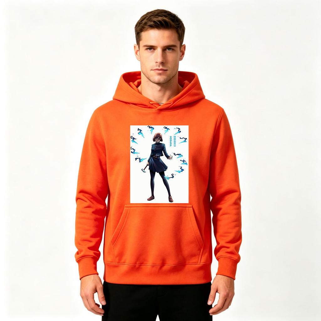 Men's Print Pullover Hoodie, Anime Character Nobara Printed Casual Long Sleeve Sweatshirt for Daily Wear