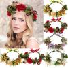 Rose Flower Headband Festival Wedding Green Leaf Floral Headpiece Flower Crown  for Women Girls