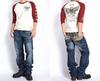 Vanson Jeans Emblem Wing Embroidered Distressed Denim Pants SP-B-10 (Size 38, Indigo)
