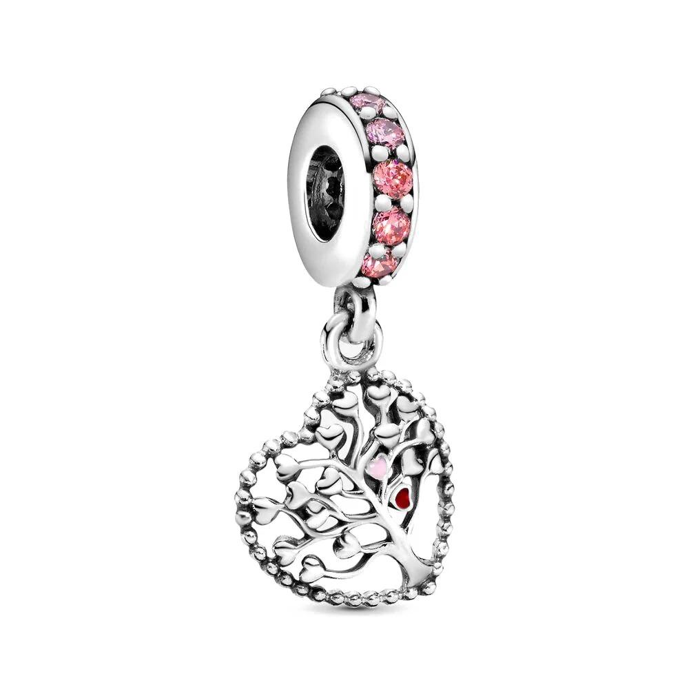 New 925 Silver Family Tree House Charm Pendant with Stars Moon for DIY Bracelet Jewelry Accessories