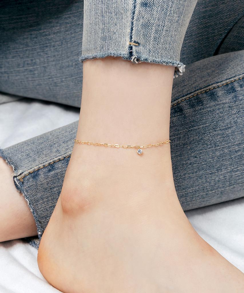 Mcel 14K Eterre Moissanite Diamond Anklet