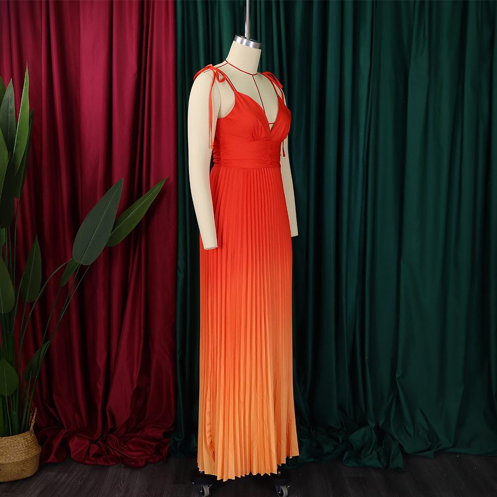 2025 Summer Gradient Strappy Backless Long Dress