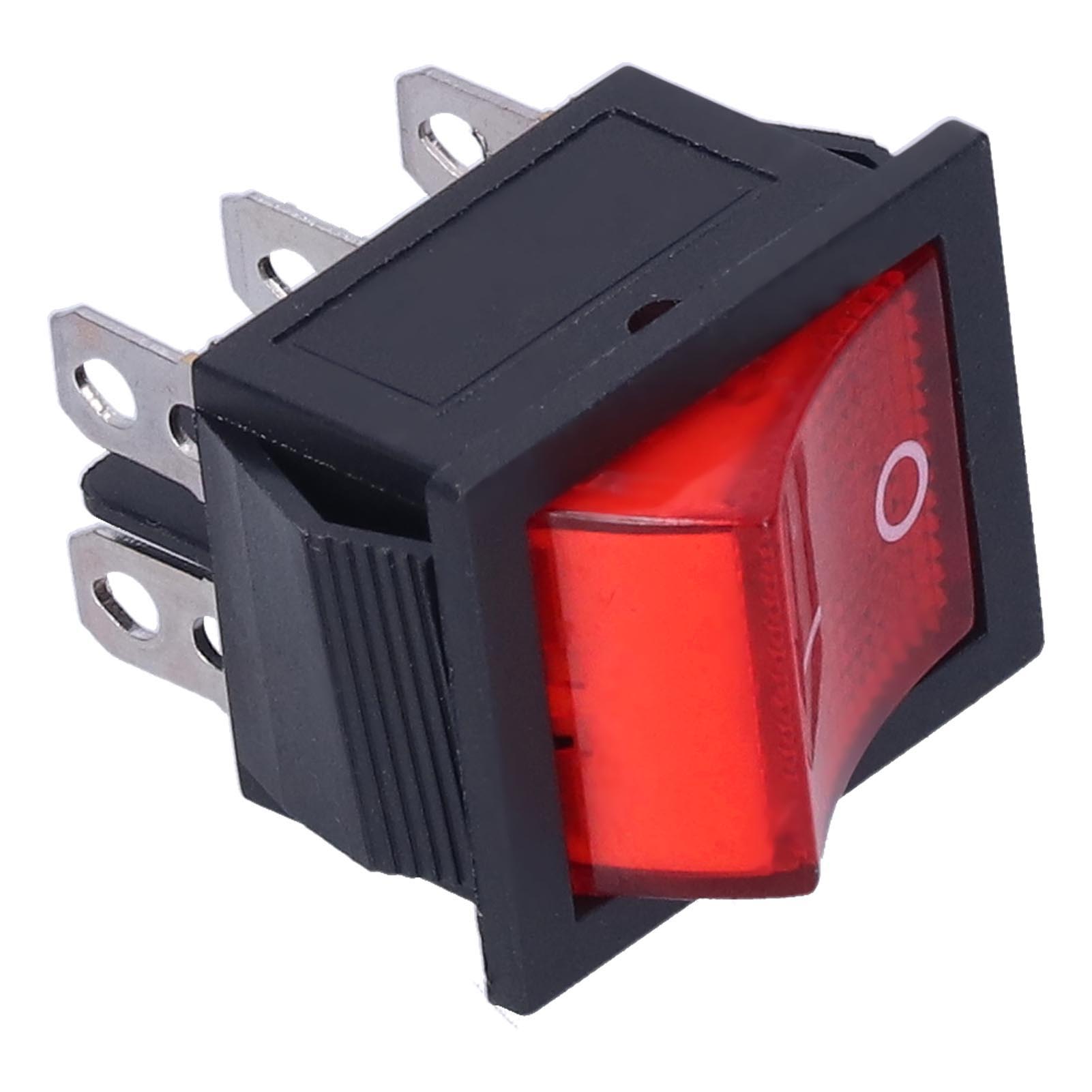 

10Pcs Rocker Switch OnOff Red with Light 6Pin 2Level Power Supply KCD4 15A250V