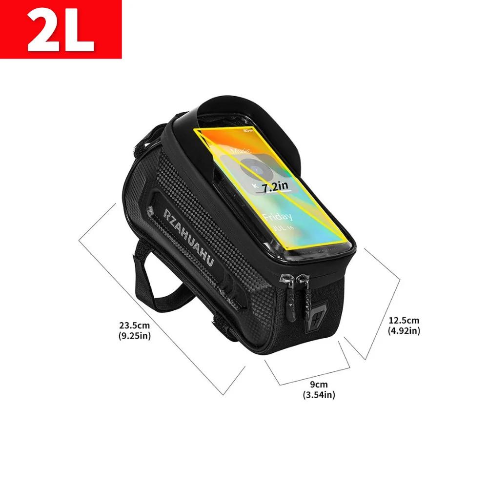 Bicycle Bag Phone Hard Case Cycling Top Front Tube Frame Bag Large Capacity Waterproof Touch Screen MTB Road Bike Bag Reflective
