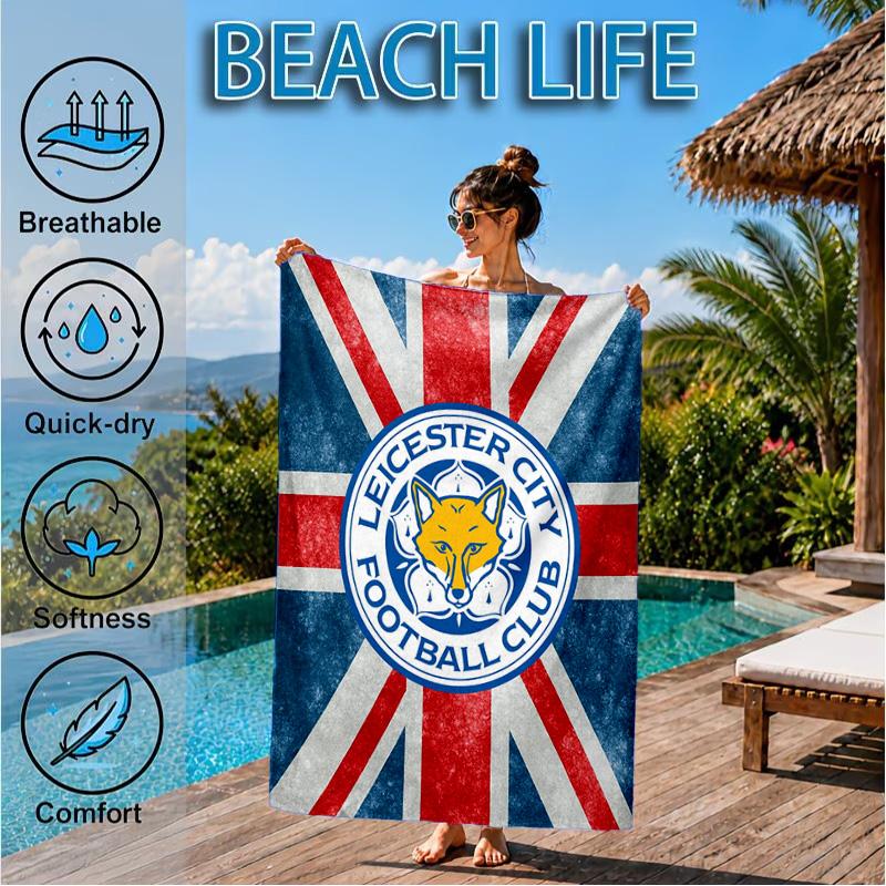 Fc Crest Design Printed Microfiber Beach Towel, Soft And Absorbent, Quick-Dry, Ideal for Summer Travel, Beach Essential, Swimming Pool