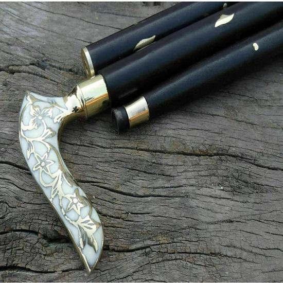Brass Handle Victorian Style Wooden Walking Stick  Designer Cane