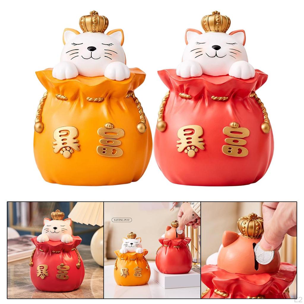 Katze Spardose Statue Figur Behälter für Zuhause Schreibtisch Dekoration