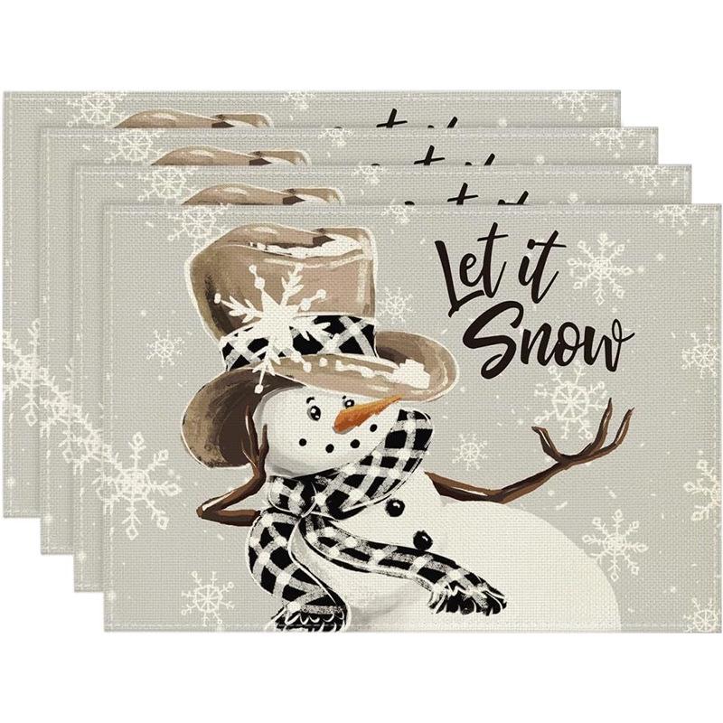 New Christmas Linen Square Placemat - Festive Party Tablecloth Decor, Beautify Coffee Table Mat.