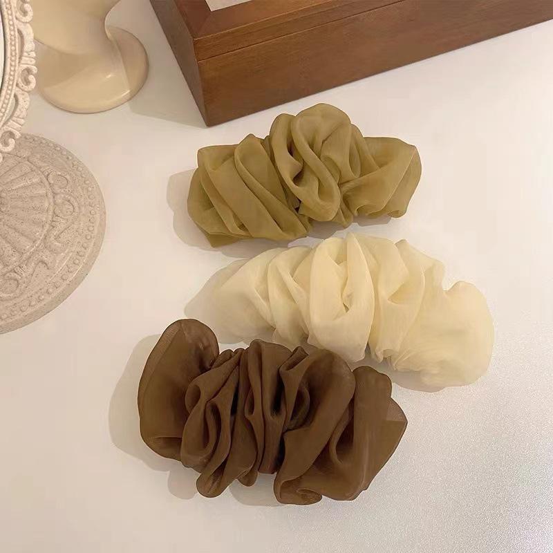 Versatile Summer Mesh Hair Clip: Large Pleated Back-of-Head Hairpin for Women
