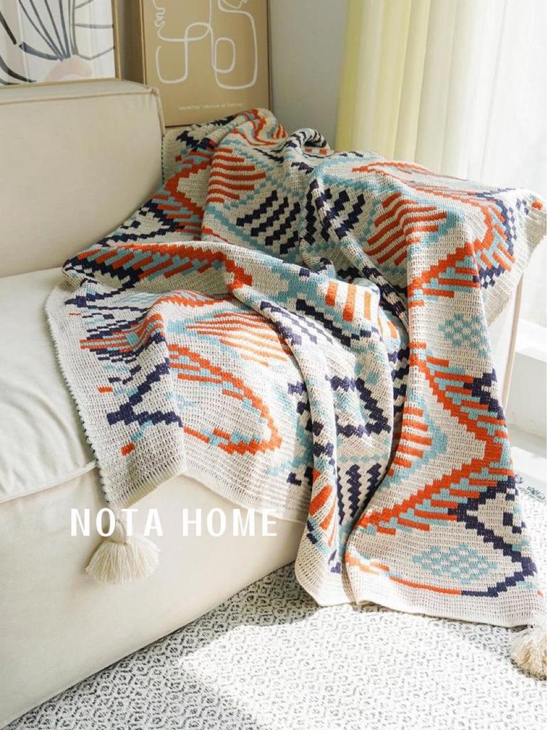 Bohemian Knitted Blanket Sofa Throw - Air Conditioning Bed Cover & Woven Leg Cover