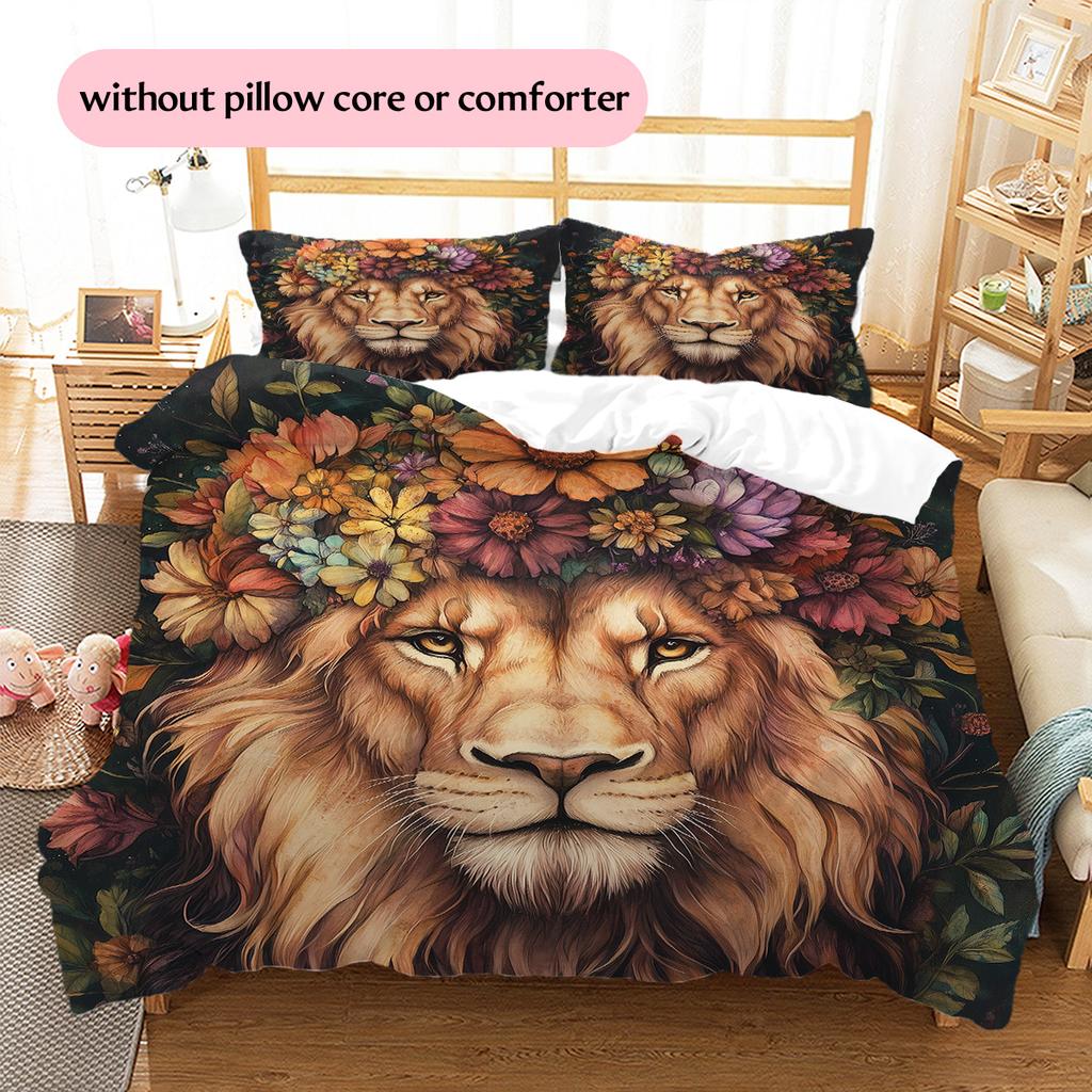 Vintage Animal Pattern Bedding Quilt Set Quilt Cover Pillowcase Home Decoration Gift (1 * Duvet Cover + 2 * Pillowcase, Without Core)