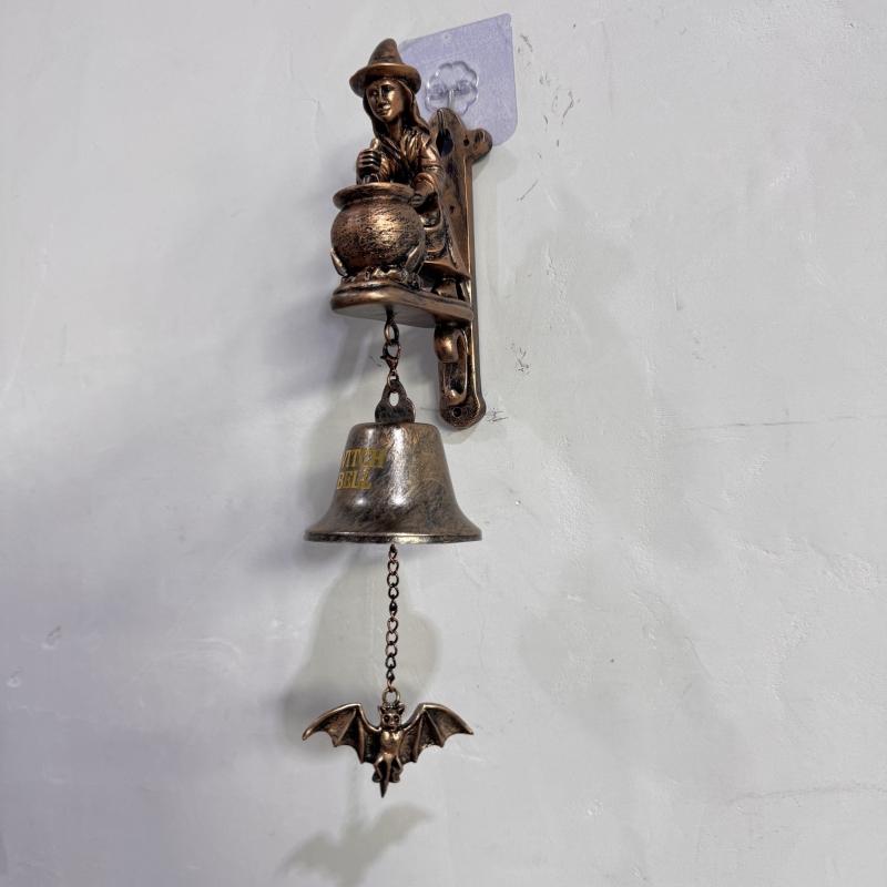 Vintage Metal Welcome Doorbell Halloween Decoration Witch Bell Shopkeeper Bell Home Entrance Door Wall Mount Spooky Decor Bell