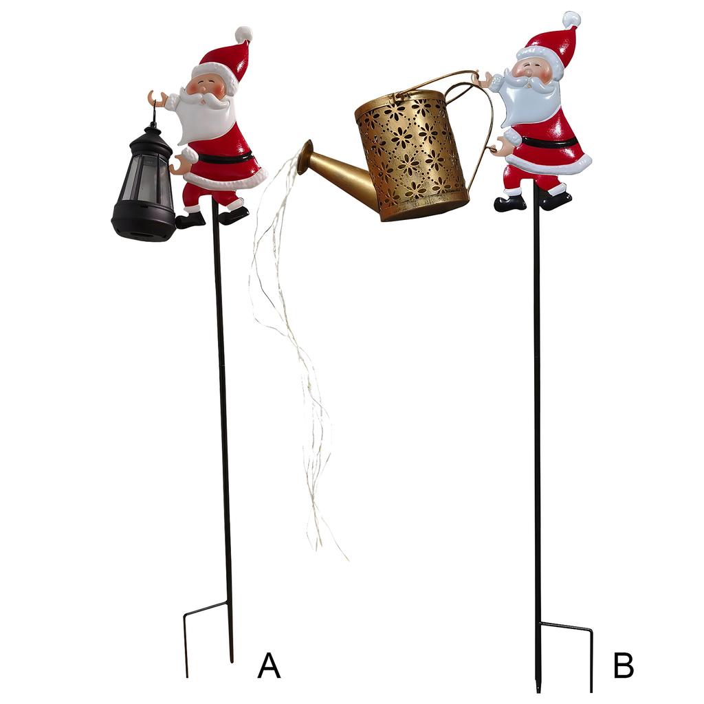 1 Stück Weihnachtsmann Solar Rasenleuchte Solar Weihnachtsmann Gartenleuchten Solar Weihnachtsmann Gießkanne Lichter für Garten Terrasse Hof Gehweg