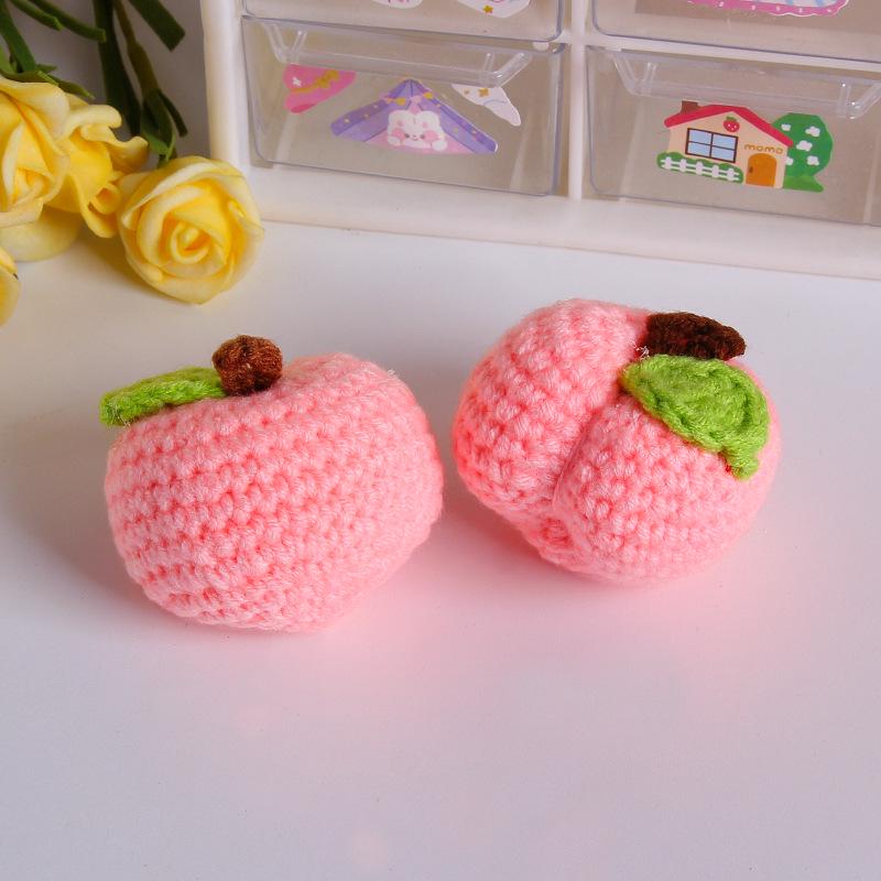 Charming Crochet Fruit Keychain: Persimmon & Strawberry Wool Pendants
