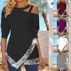 Nuevo Top Casual de Manga Larga Irregular con Lentejuelas sin Tirantes