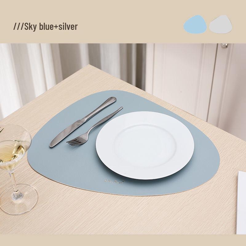 High-End Double-Sided Waterproof PU Leather Placemat - Oil-Proof, Heat-Insulated, Light Luxury Water Drop Design.