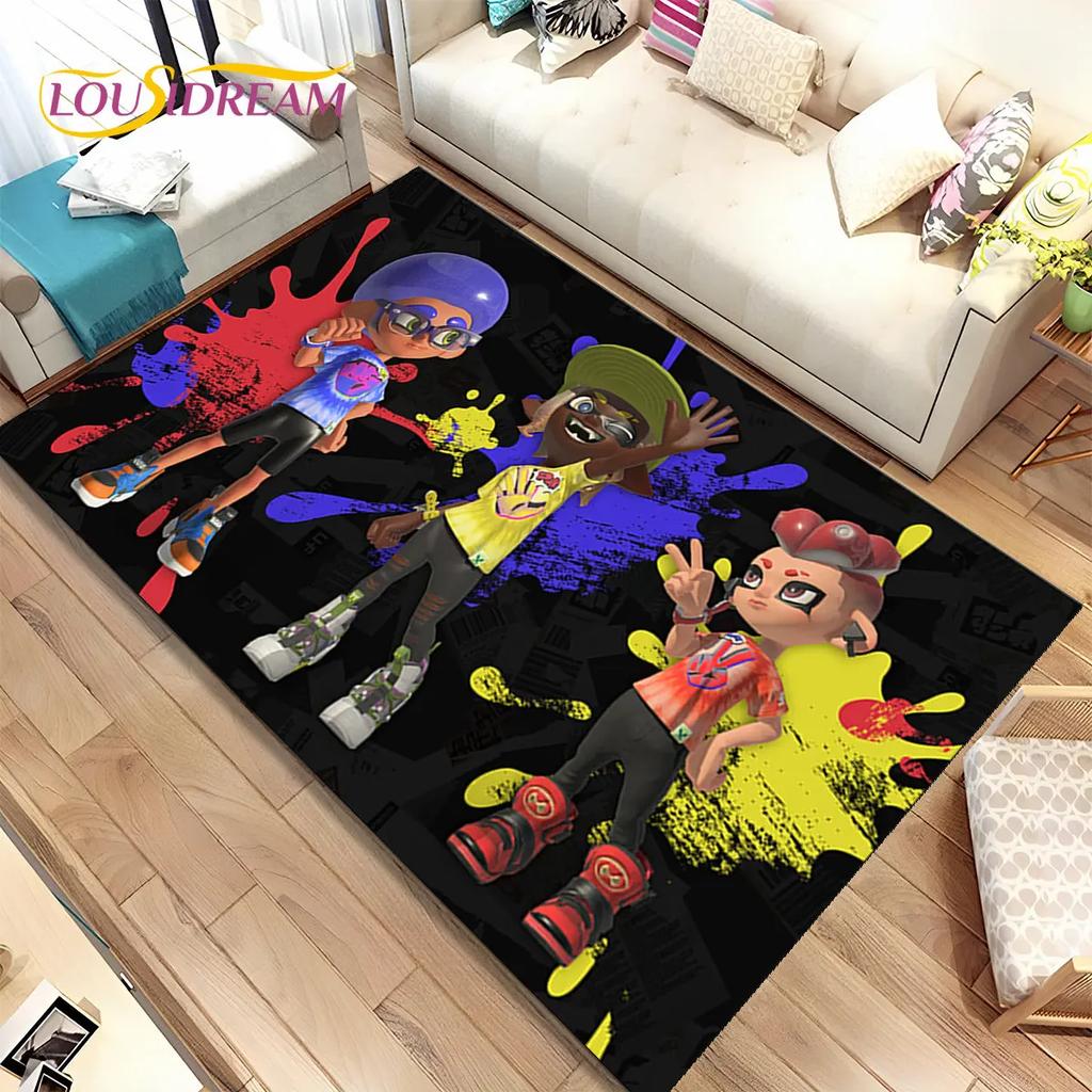 Games,Splatoon, Cartoon Gamers Area Rug,Carpet Rug for Living Room Bedroom Sofa Doormat Decoration, Kid Play Non-slip Floor Mat