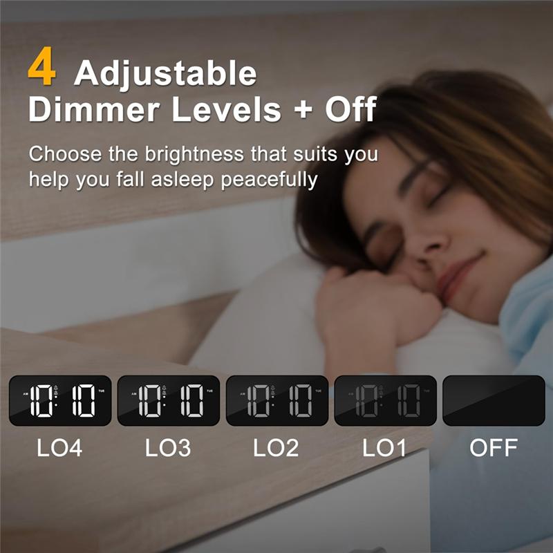A84E-LED Digital Alarm Clock For Bedrooms With Night Light,Dual Alarm,12/24H, Plug In Large Display Alarm Clock For Bedroom