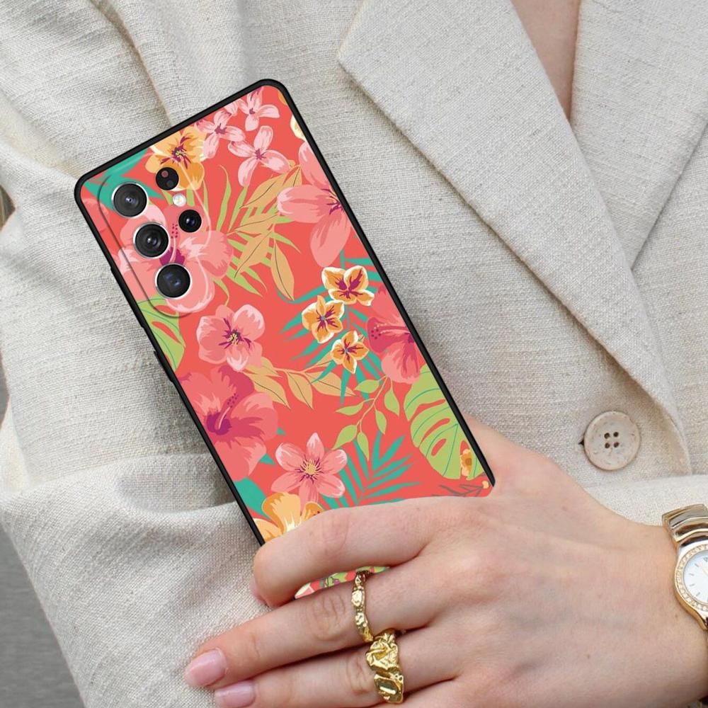 Tropical Paradise Hawaiian Flower SOFT Cell Phone Case for Samsung Galaxy S26 Ultra S25 S24 S23 S22 S21 S20 Note10 Cover