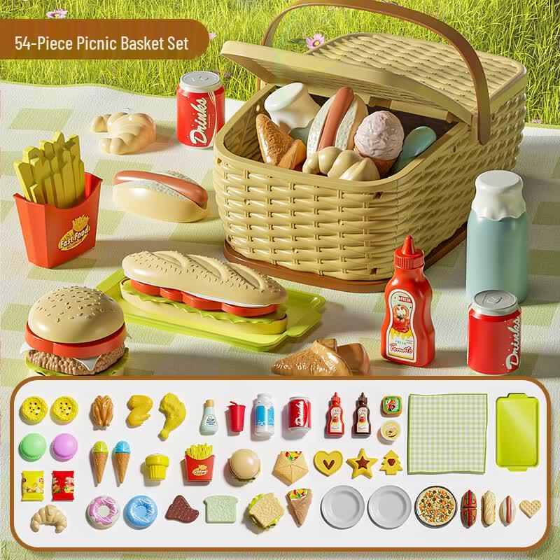 Kids' Fruit & Burger Cutting Picnic Pretend Play Set