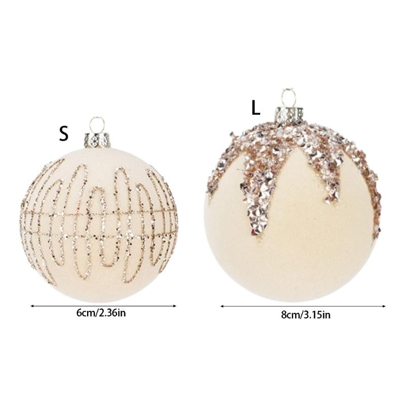 Holiday Tree Bauble Set of 6 with Patterned Finish, Hanging Style, 8 Cm Christmas Display Group for Indoor Room Use