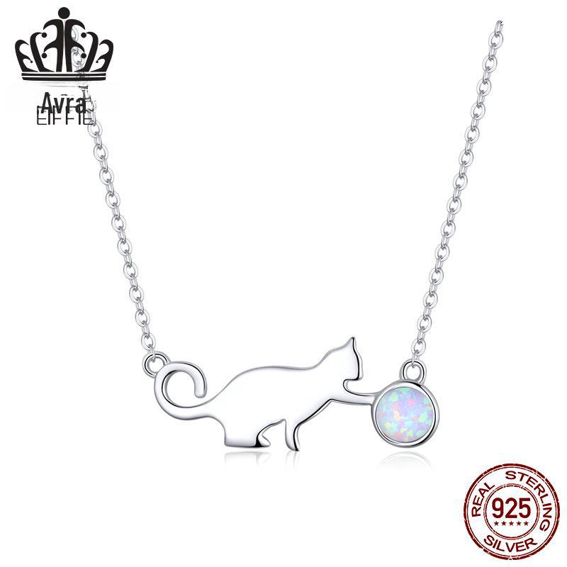 Avle Korean 925 Sterling Silver Naughty Kitten Diamond Necklace YSCN232