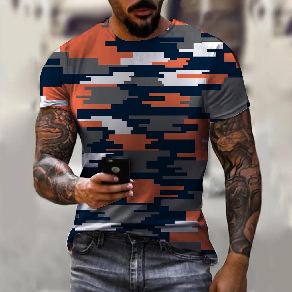 Fashionable New Camouflage Hip-Hop Pattern Men's Printed T-shirt Casual Round Neck Comfortable Short Sleeved Top