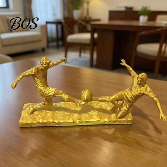 Soccer Desktop Decoration Player Statue, 3D Printed 2 Men Playing Figurine, Sports Football Figurine Collectible Table Sculpture for Home, Office