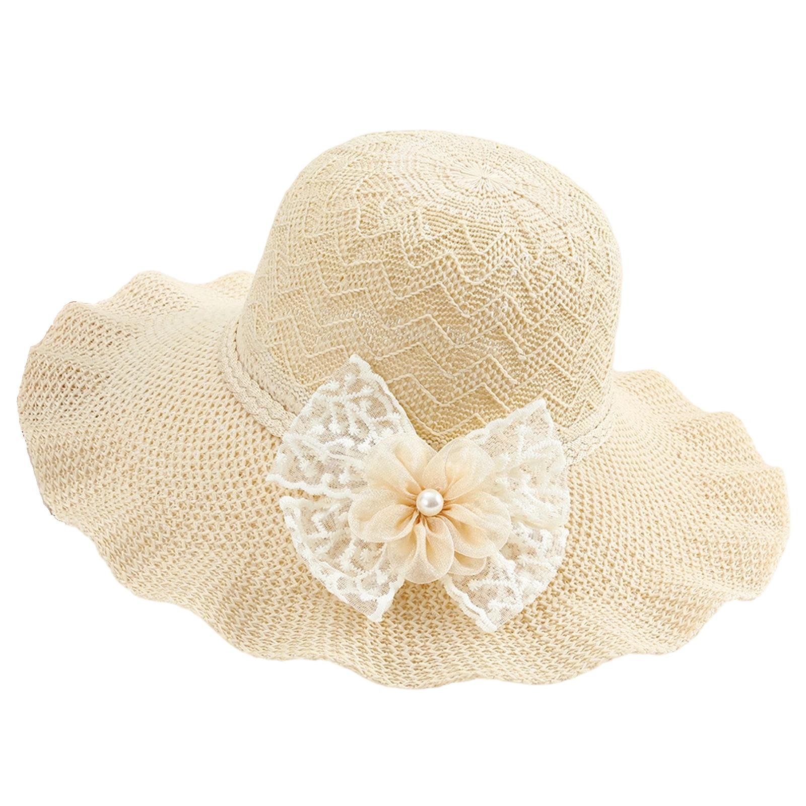 Женская кружевная цветочная универсальная шляпа от солнца, пляжная шляпа, шляпа от солнца One Size бежевый