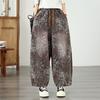 DIMANAF 2026 Autunno Inverno Nuovi Jeans da Donna Taglie Forti Vita Elastica Pantaloni Lunghi Stampa Floreale Larghi Casual Denim Cotone Pantaloni Spessi Vintage Donna