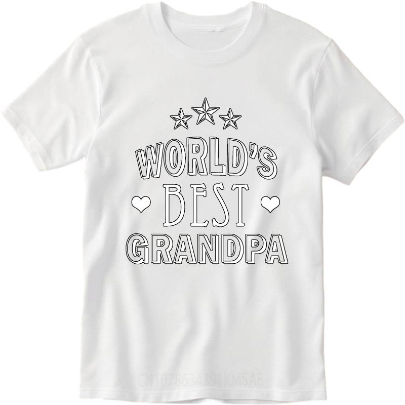 New Arrived Women Oneck Tshirt Cotton Worlds Best Grandpa With Stars And Hearts Retro For Unisex Teeshirt Male Summer Teeshirt