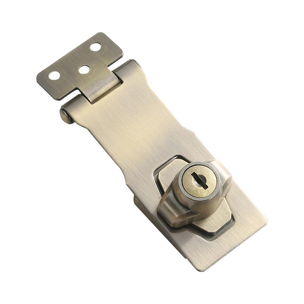 Hasp Key Lock 90 Degree Rotation 4 Inch Drawer Locks Punch-free with Lock Double Door Cabinet Lock with Screw Furniture Hardware