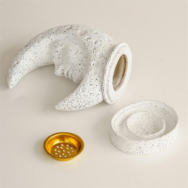 Moon Themed Resin Aromatherapies Burners Middle Eastern Dust Resistant Ashes Catcher Decorative Piece for Living Space