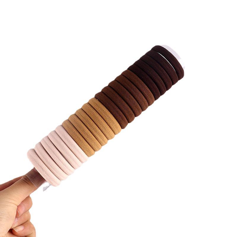 20-Pack Milk Coffee Elastic Hair Ties: Soft, Durable, High-Elasticity Rubber Bands