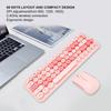 Wireless Keyboard and Mouse Cute Retro Round Keycap Typewriter Keyboard with 3 DPI Wireless Computer Keyboard and Mouse Set for Home Office Combo,