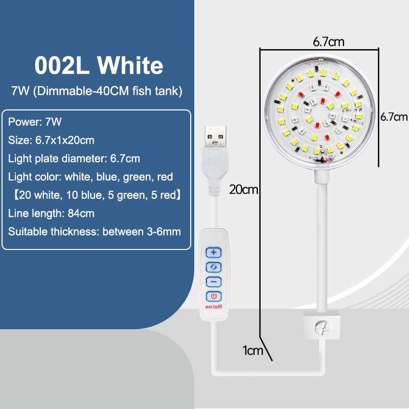 Usb Aquarium Led Lamp Fish Tank Light Decor Aquatic Plant Multiple Modes Dimmable Lightness Full Spectrum Mini Clip Light
