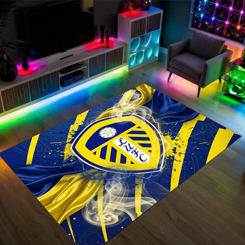 Design Calcio Leeds United Tappeto in Velluto di Cristallo Accogliente Non?Tappeto Stampato Antiscivolo per Camera da Letto Soggiorno Ingresso