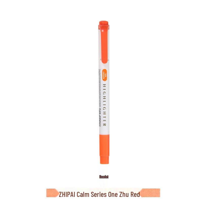 Zhi 618 Student Dual-Tip Fluorescent Pen - Gray, Soft Light & Dark Retro Colors for Highlighting & Marking