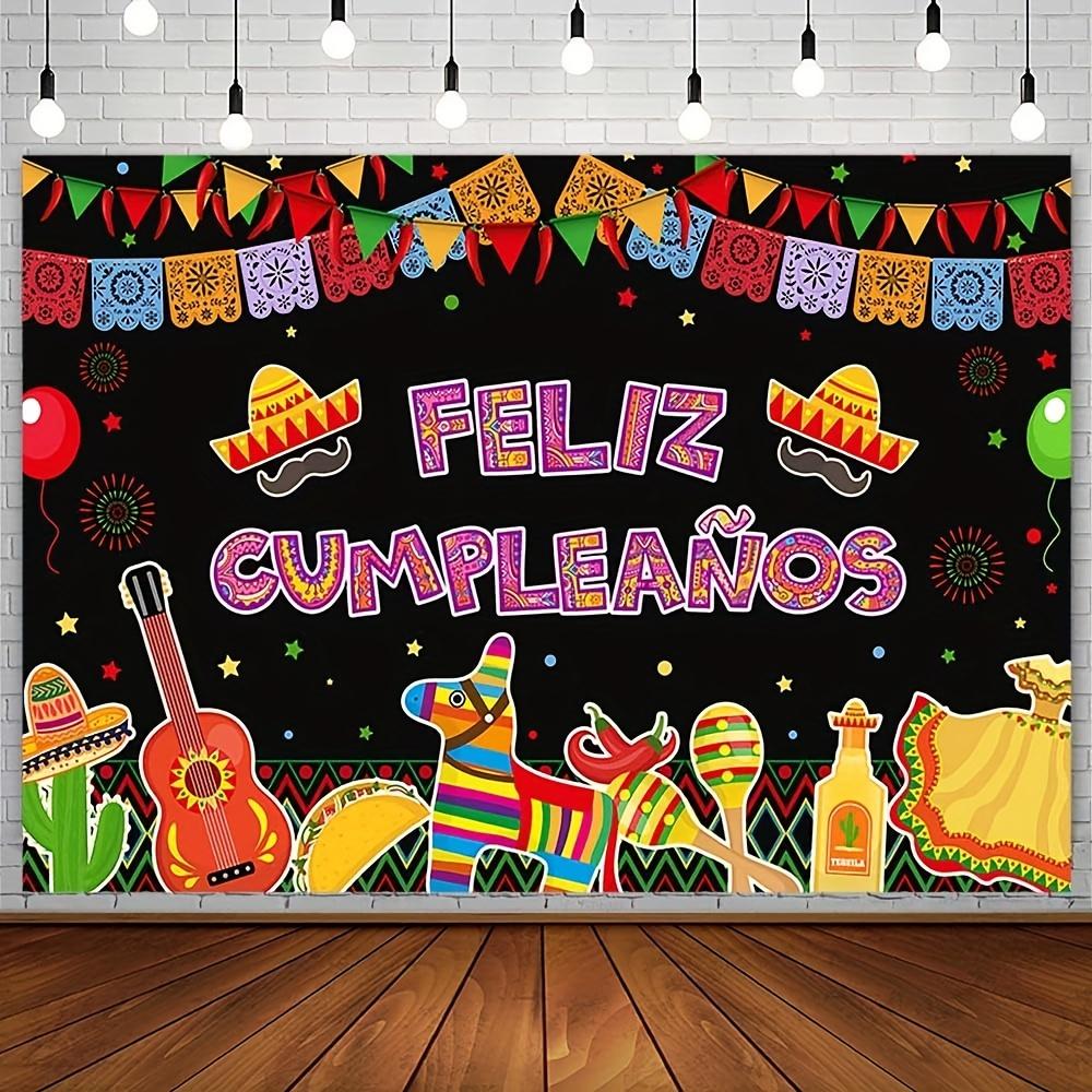 Happy Birthday Mexican Festival Party Decoration Supplies Cactus Balloon Carnival Birthday Cake Table Banner Photos Props