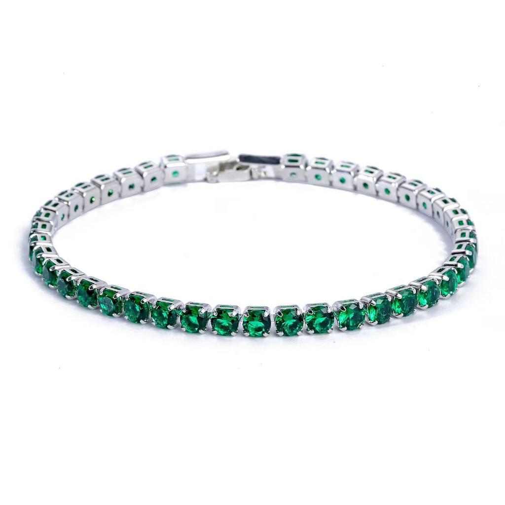 Braccialetto a Riga Singola Full Diamond Hip Hop da Uomo Gioielli per Mano Braccialetto Semplice in Diamante Stile Freddo da Uomo e Donna