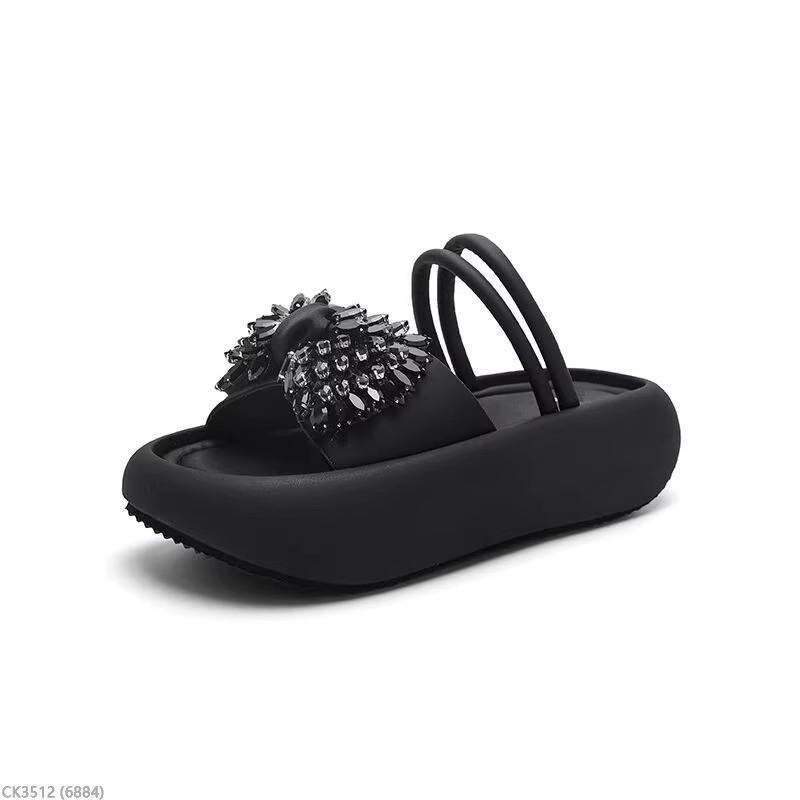 Rhinestone bow slippers summer wear Mary Jane shoes beach sandals casual vacation cool slippers women's shoes