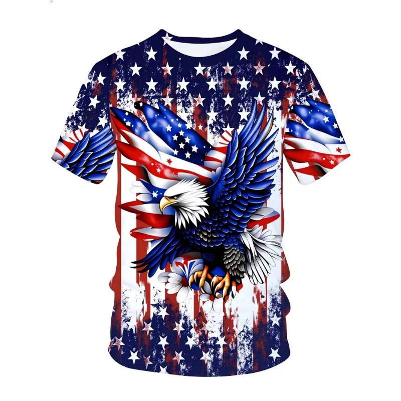 Men's USA 250th Anniversary T-Shirt American Flag Print Oversized Tees Patriotic 4th Of