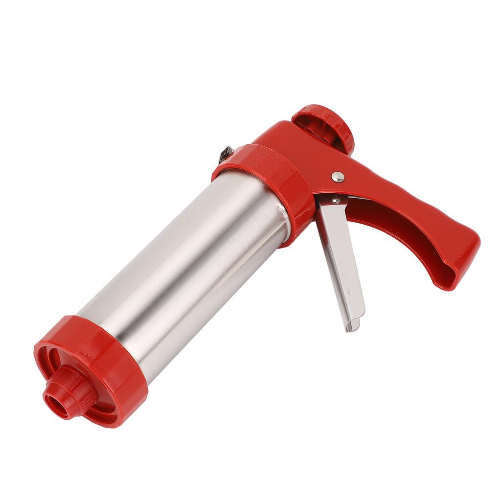 Kakepresse i rustfritt stålsett for baking med 8 kakeformer og 7 sprøytetipper for DIY-kjeks