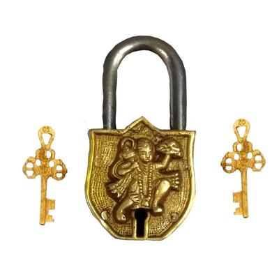 Candado Antiguo de Latón Hecho a Mano (Bloquear): Hanuman Bajrangbali