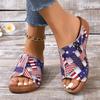 Fashion Star&stripe Platform Slippers for Women Open Toe Thick Bottom Slides Woman Summer Pu Leather Non-Slip Beach Flip Flops Female