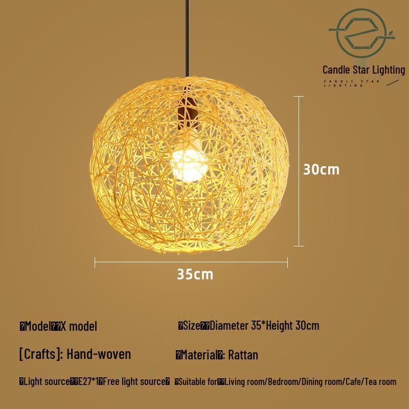 Zen Style Bamboo Rattan Pendant Light for Tea Rooms and Restaurants
