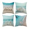 Beach-themed Pillowcase: Relax & Decor ,Sofa Bedroom Cushion Cover, Single-sided Printing, Without Pillow Core