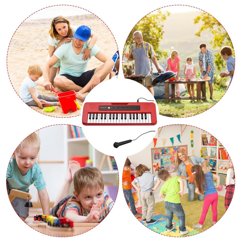 Btuty 37-Tasten Digitalpiano mit 10 Demo-Presets, Mini-Mikrofon und Kopfhörer-/Aux-Aufnahmebuchse, Multifunktionales Kinderkeyboard