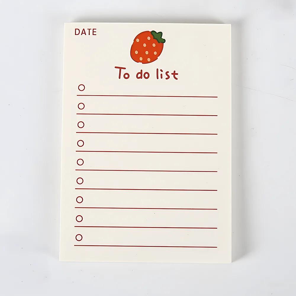 1Pc Korean Bear Fruit Non-sticky Notes Lined Memo Pads Cute Check To Do List Shopping Daily Weekly Planner Notepad